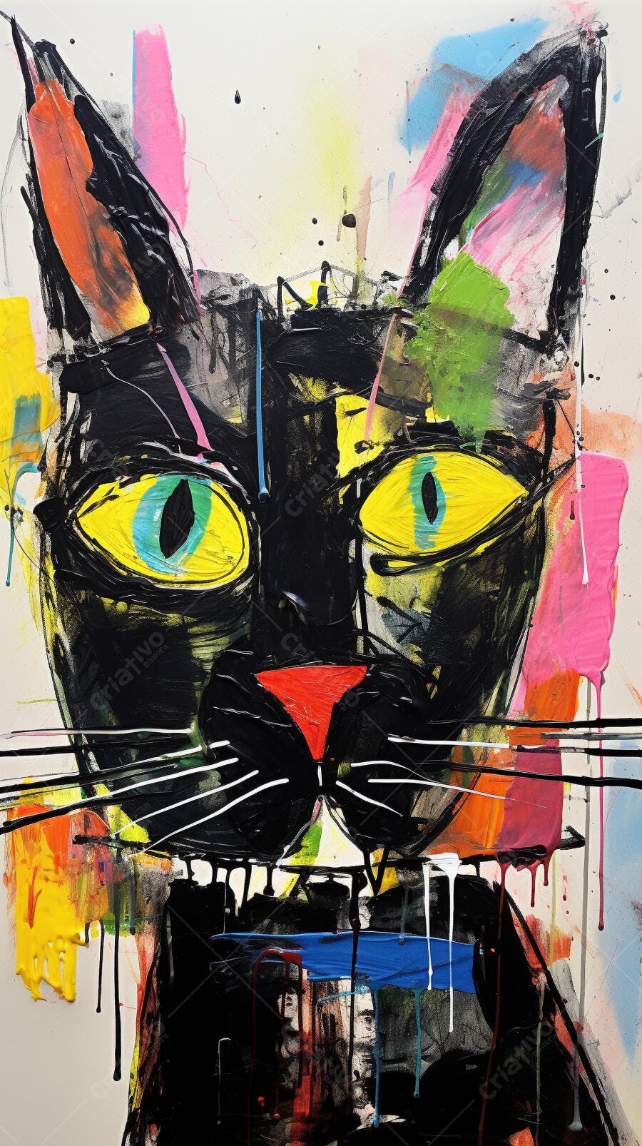 Gato Abstrato Cores Vibrantes