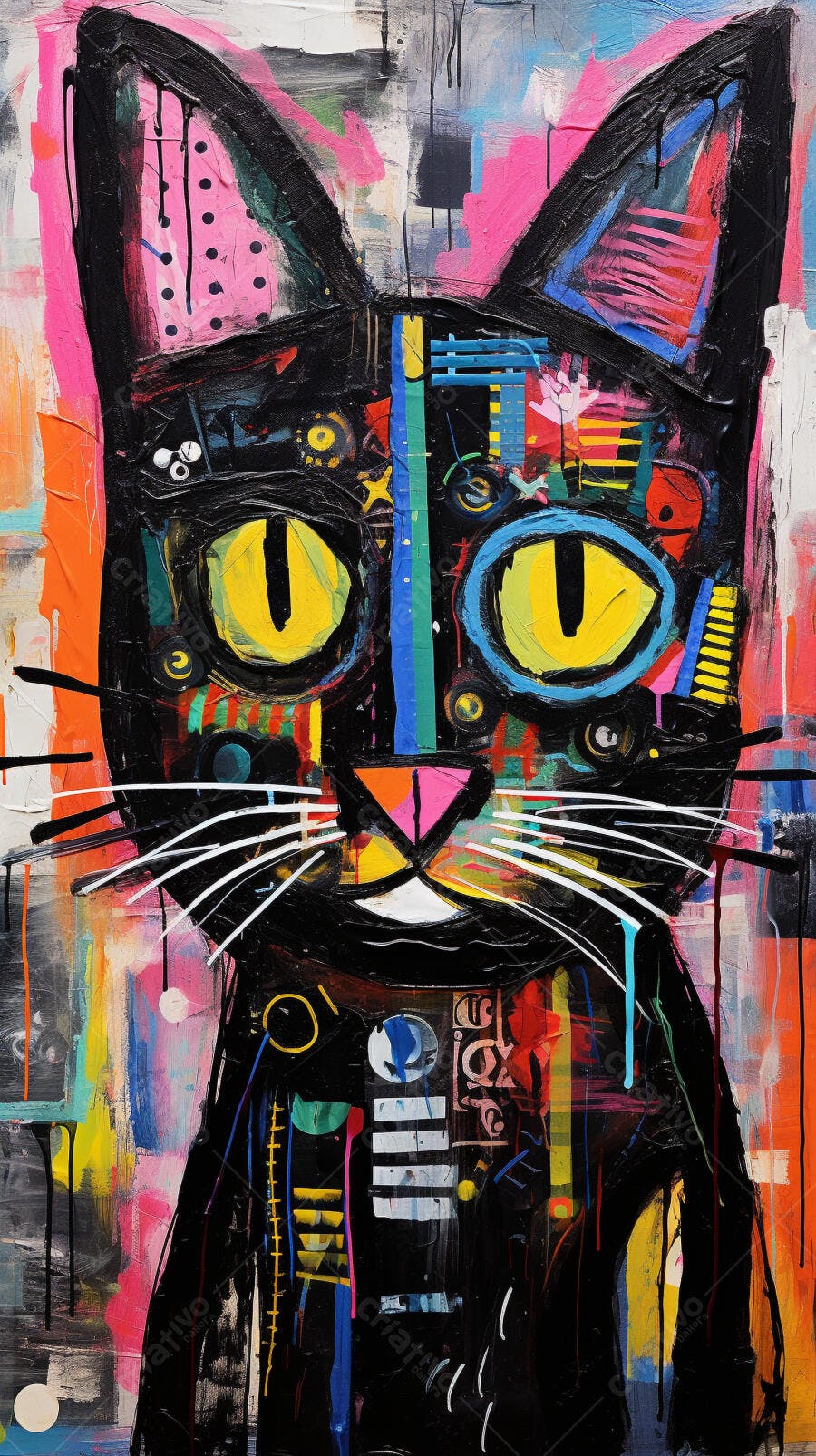 Gato abstrato colorido pintura moderna