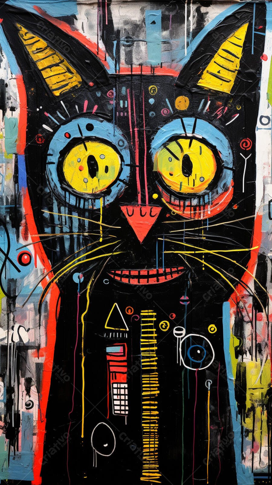 Gato Abstrato Cores Vibrantes Arte Moderna