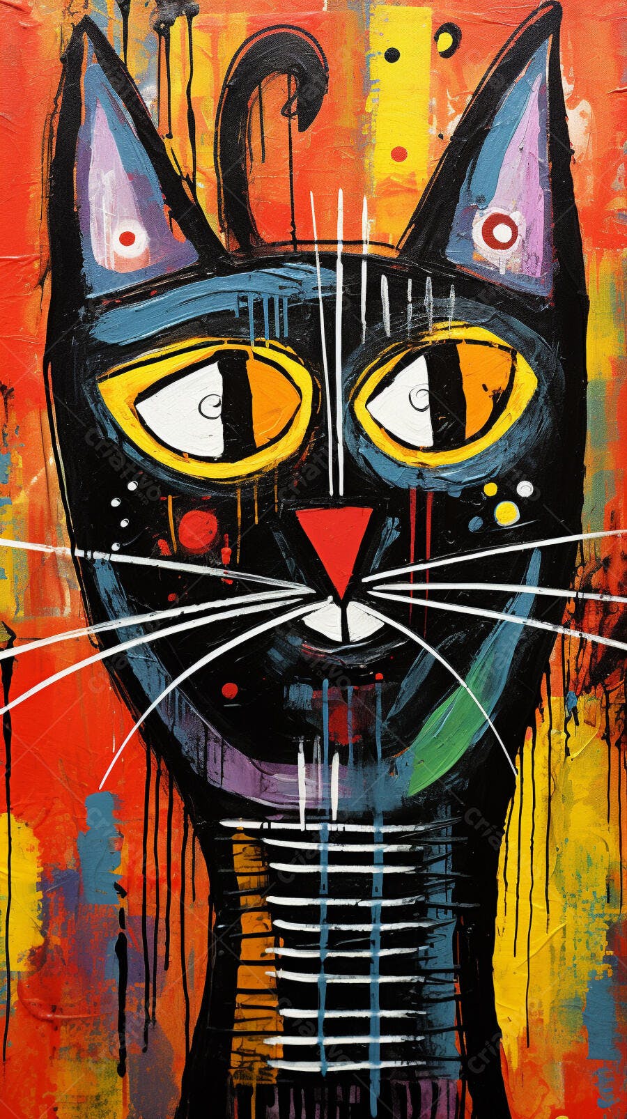 Gato Abstrato em Cores Vibrantes