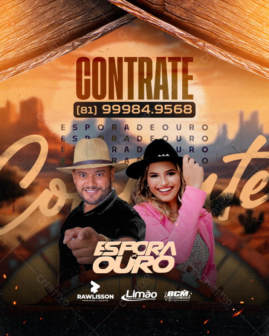 Flyer para Contratação de Espora de Ouro PSD Editável