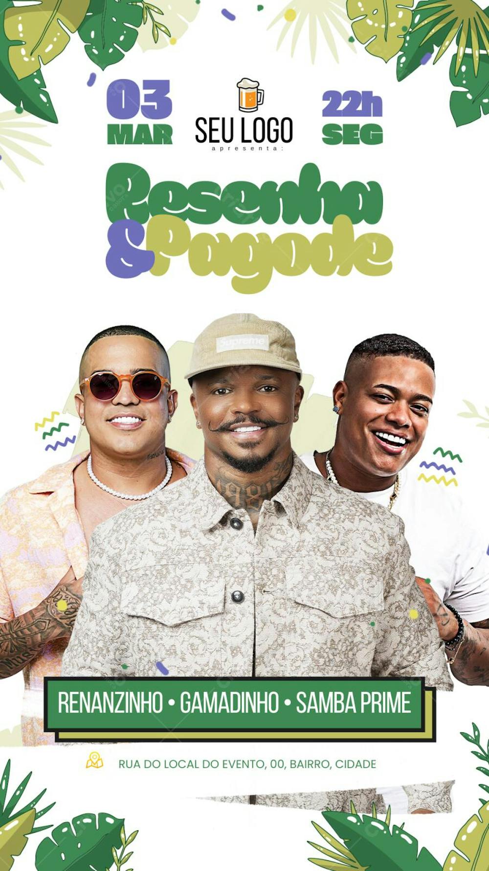 CARD FLYER PAGODE SAMBA E RESENHA CANVA STORY EDITÁVEL