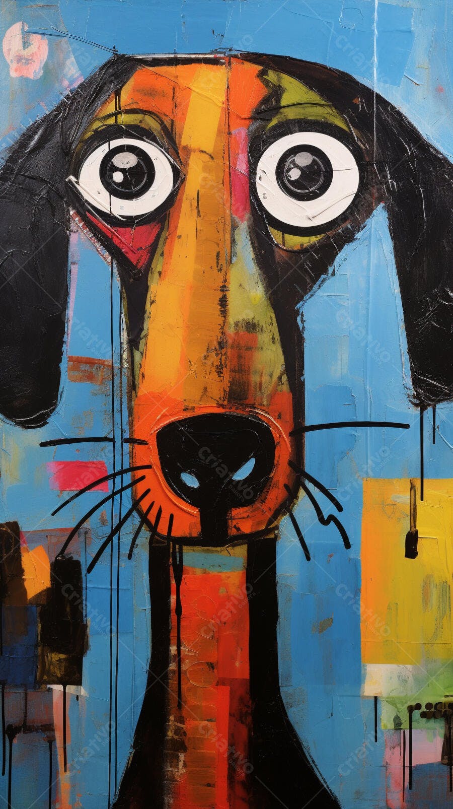 Cachorro Abstrato Cores Vibrantes
