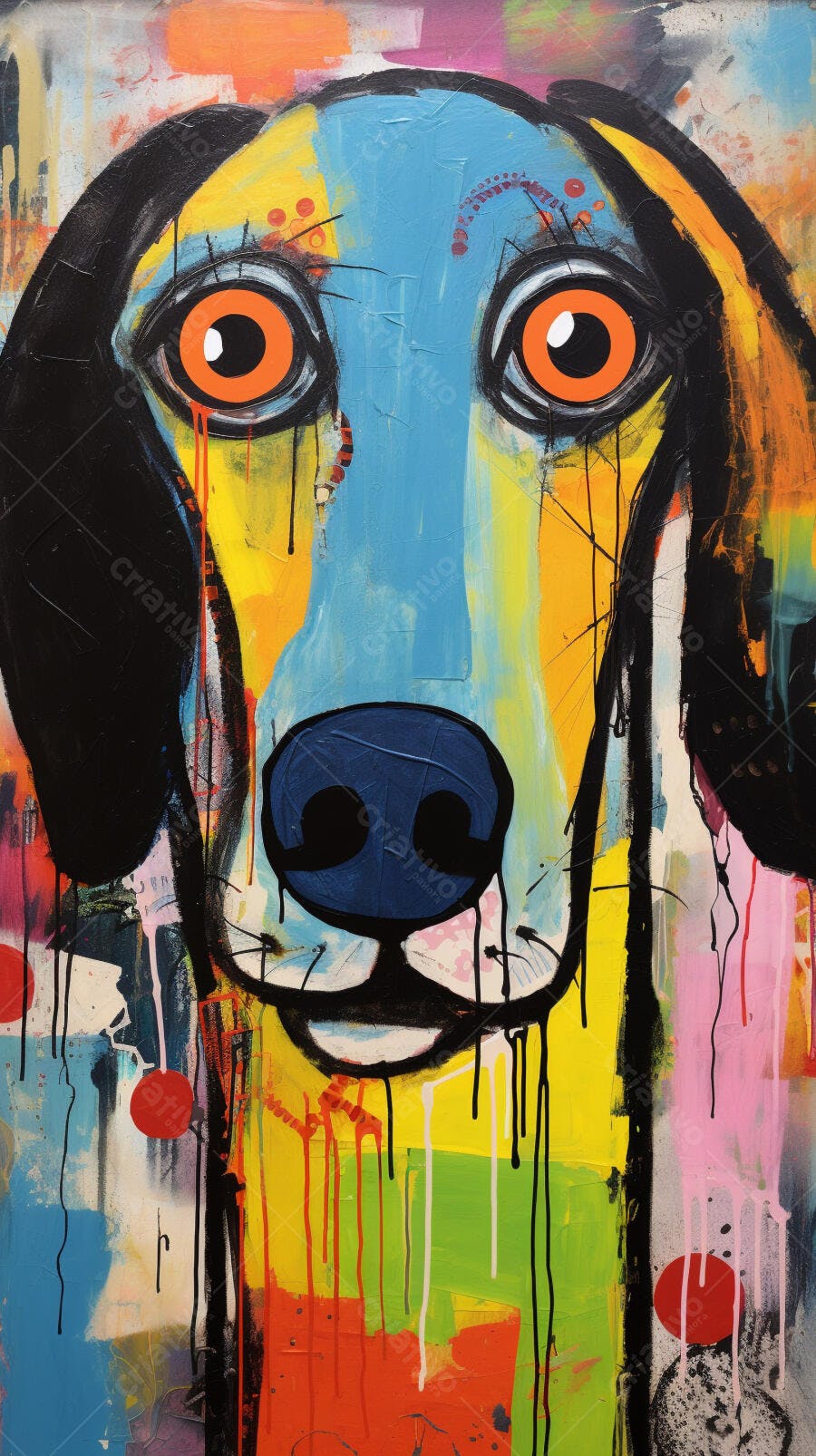 Retrato Abstrato de Cachorro Colorido