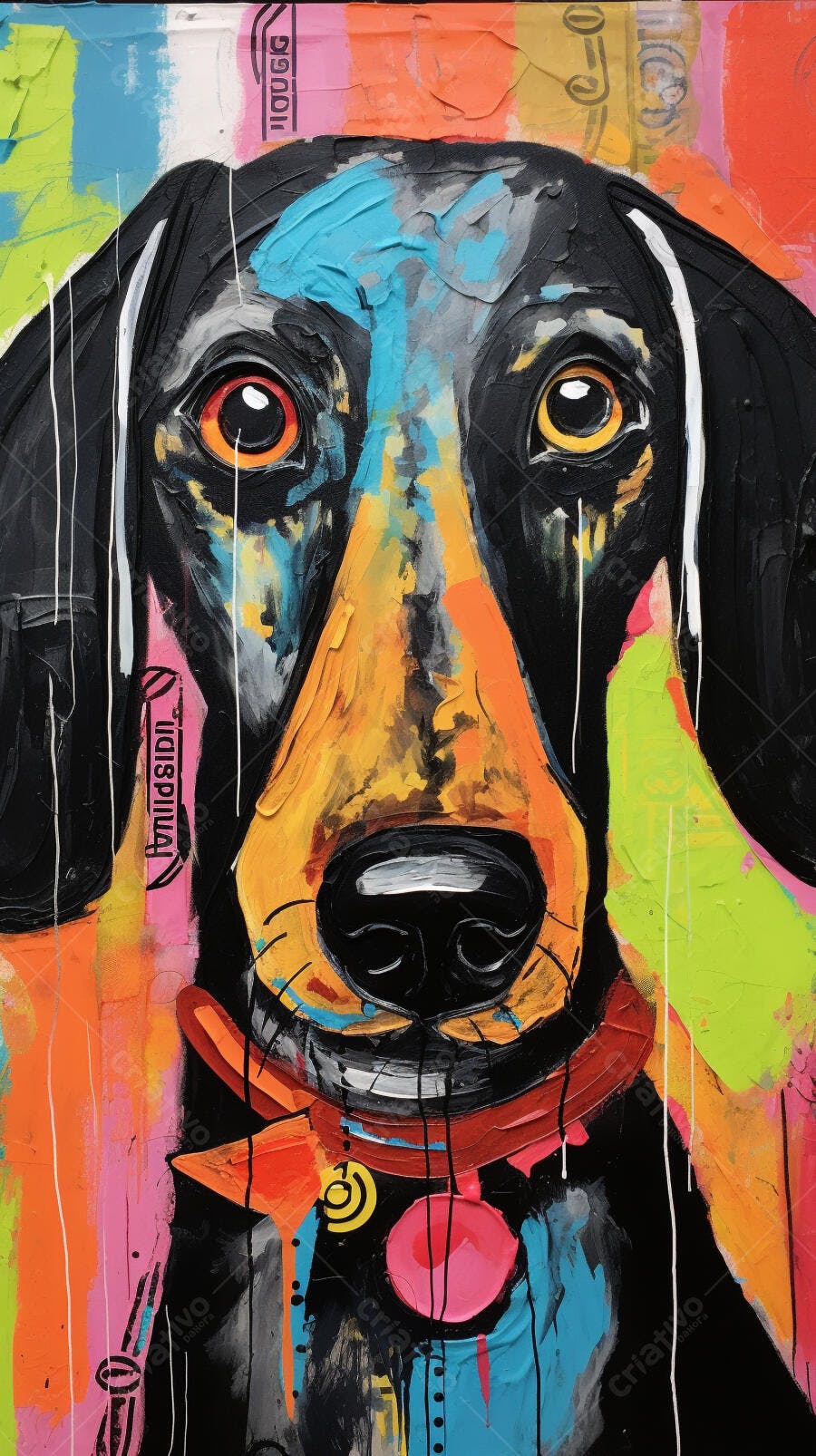 Retrato Abstrato de Dachshund Colorido