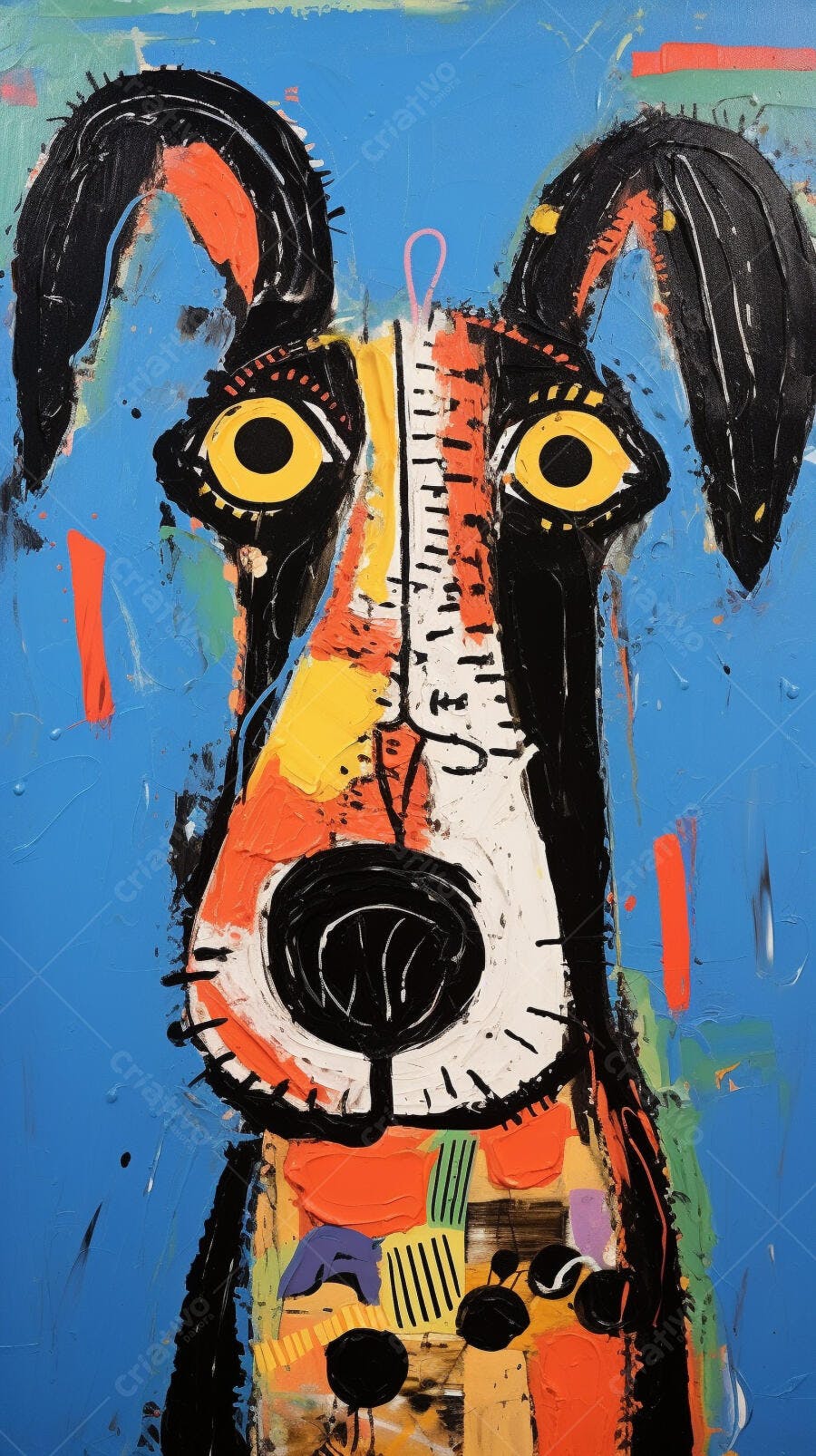 Retrato Abstrato de Cachorro Cores Vibrantes