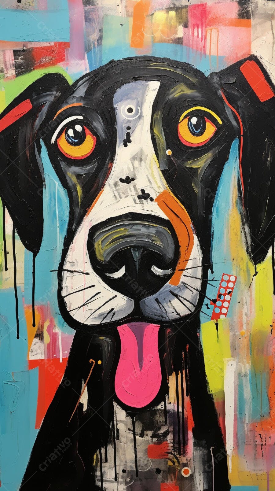 Cachorro Abstrato Cores Vibrantes