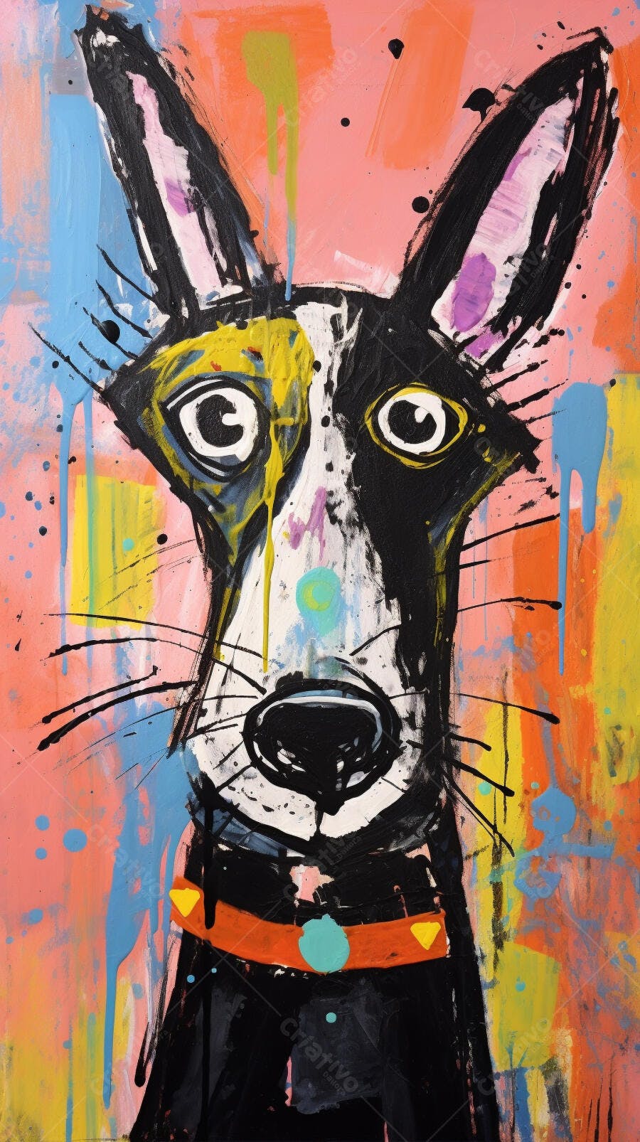 Retrato Abstrato Cachorro Colorido
