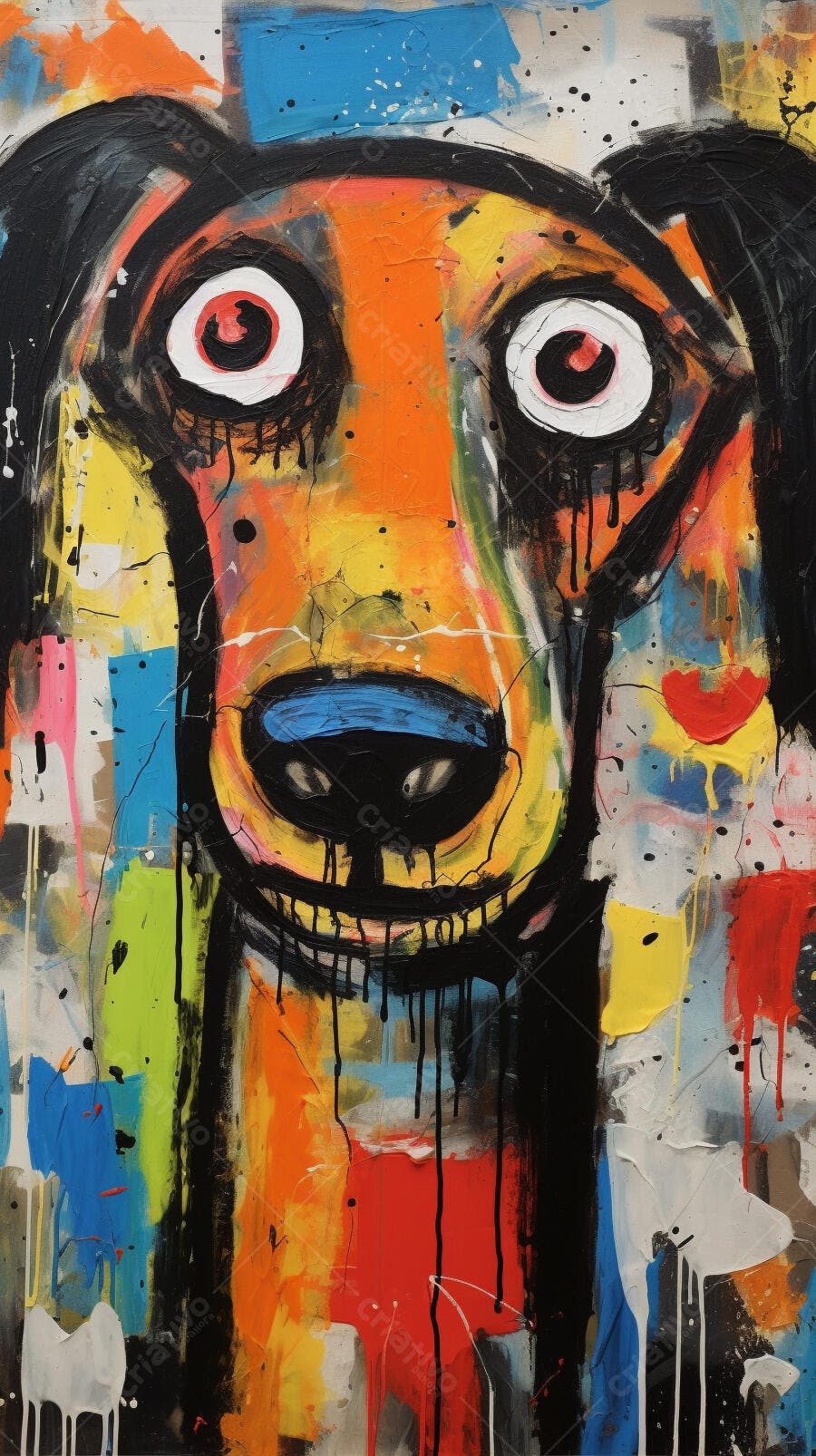 Cachorro Abstrato Laranja e Preto