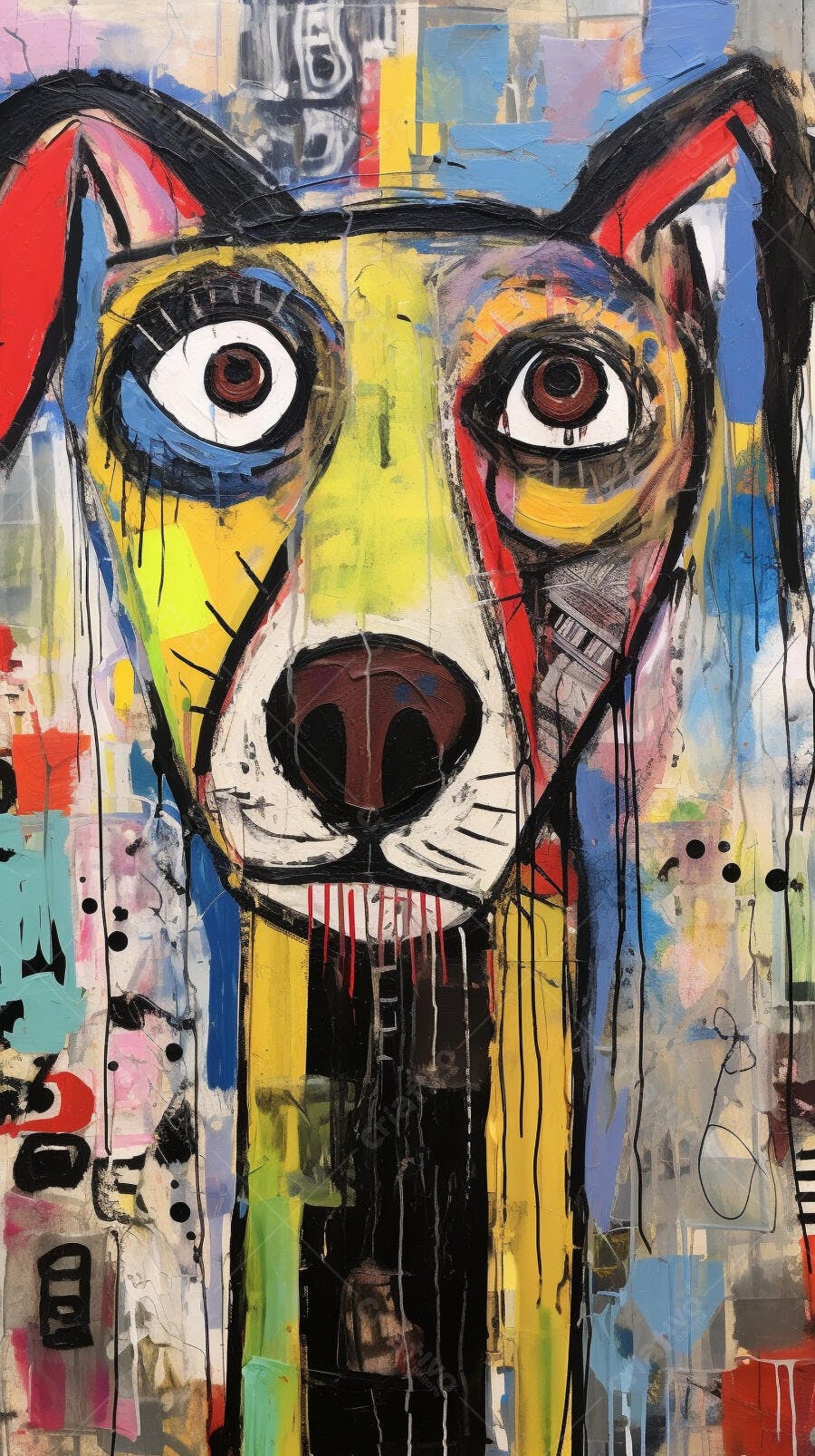 Cachorro Abstrato Pintura Cores Vibrantes