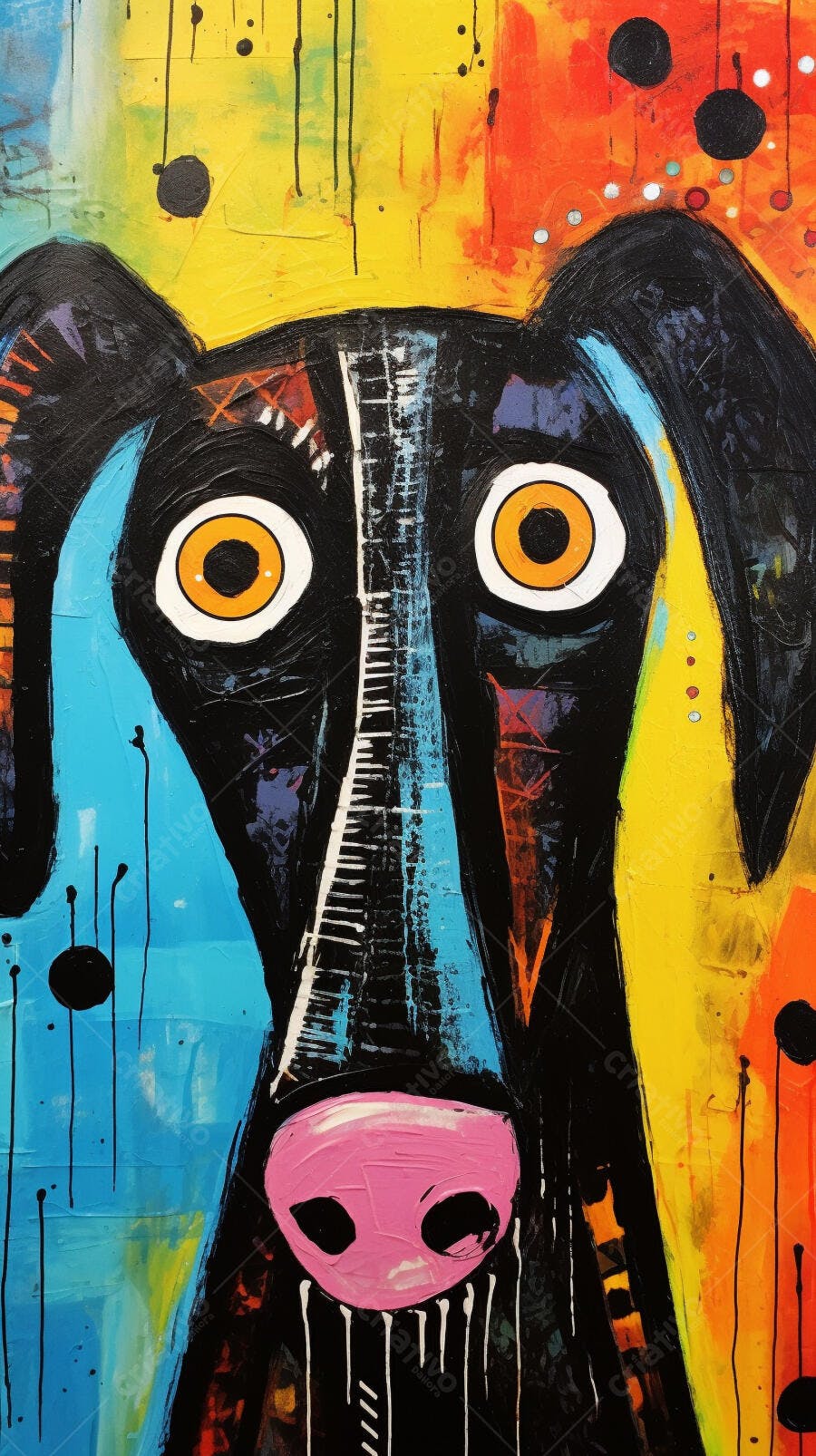 Cachorro Abstrato Cores Vibrantes