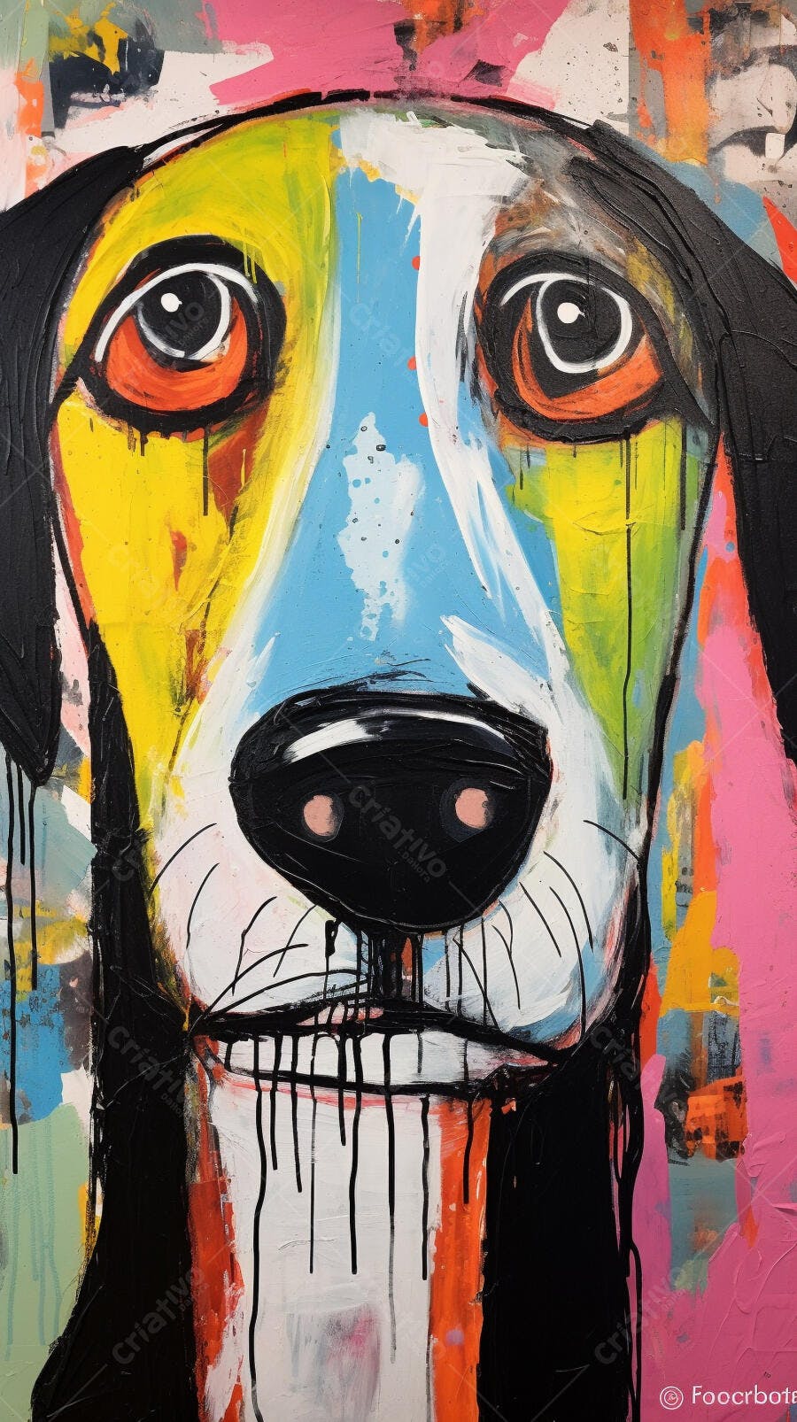 Retrato Abstrato de Cachorro Colorido