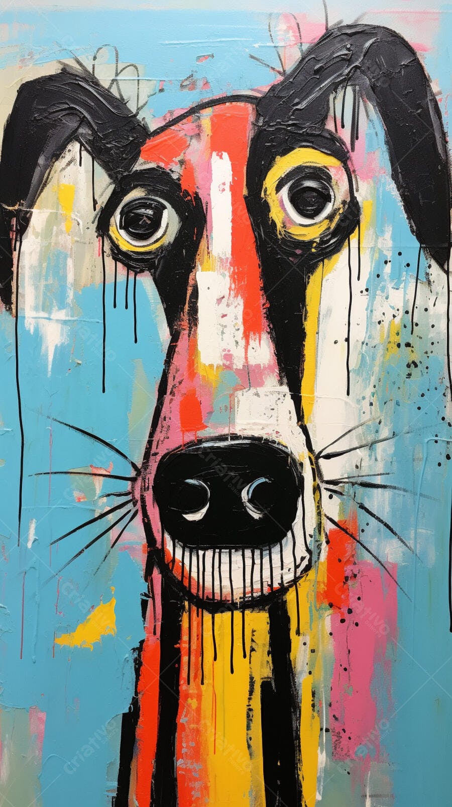 Retrato Abstrato de Cachorro Cores Vibrantes
