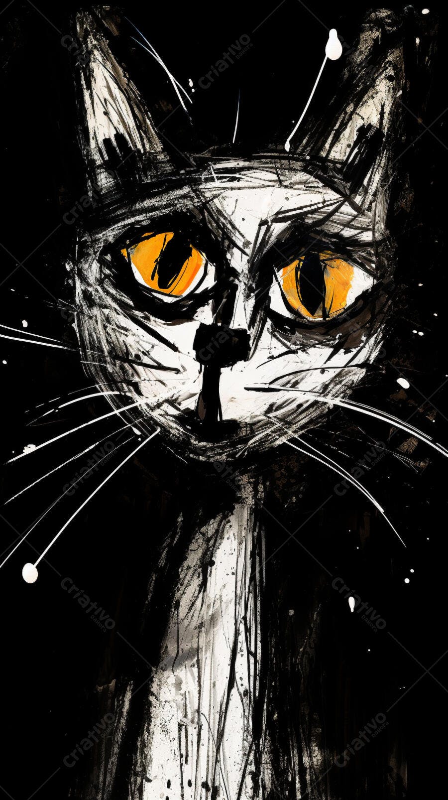 Gato com Olhos Amarelos Pintura Abstrata