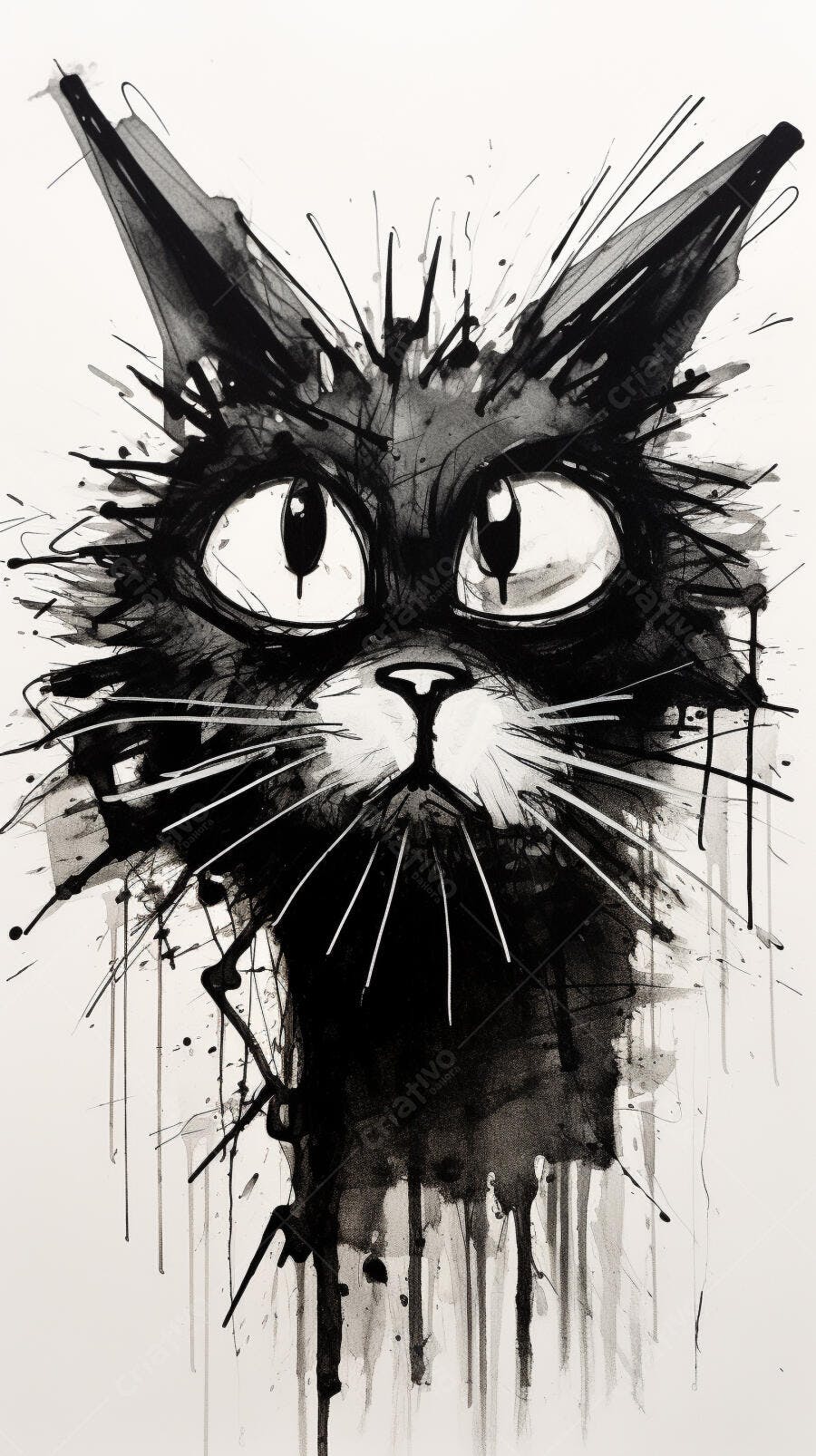 Gato preto estilo expressionista pintura