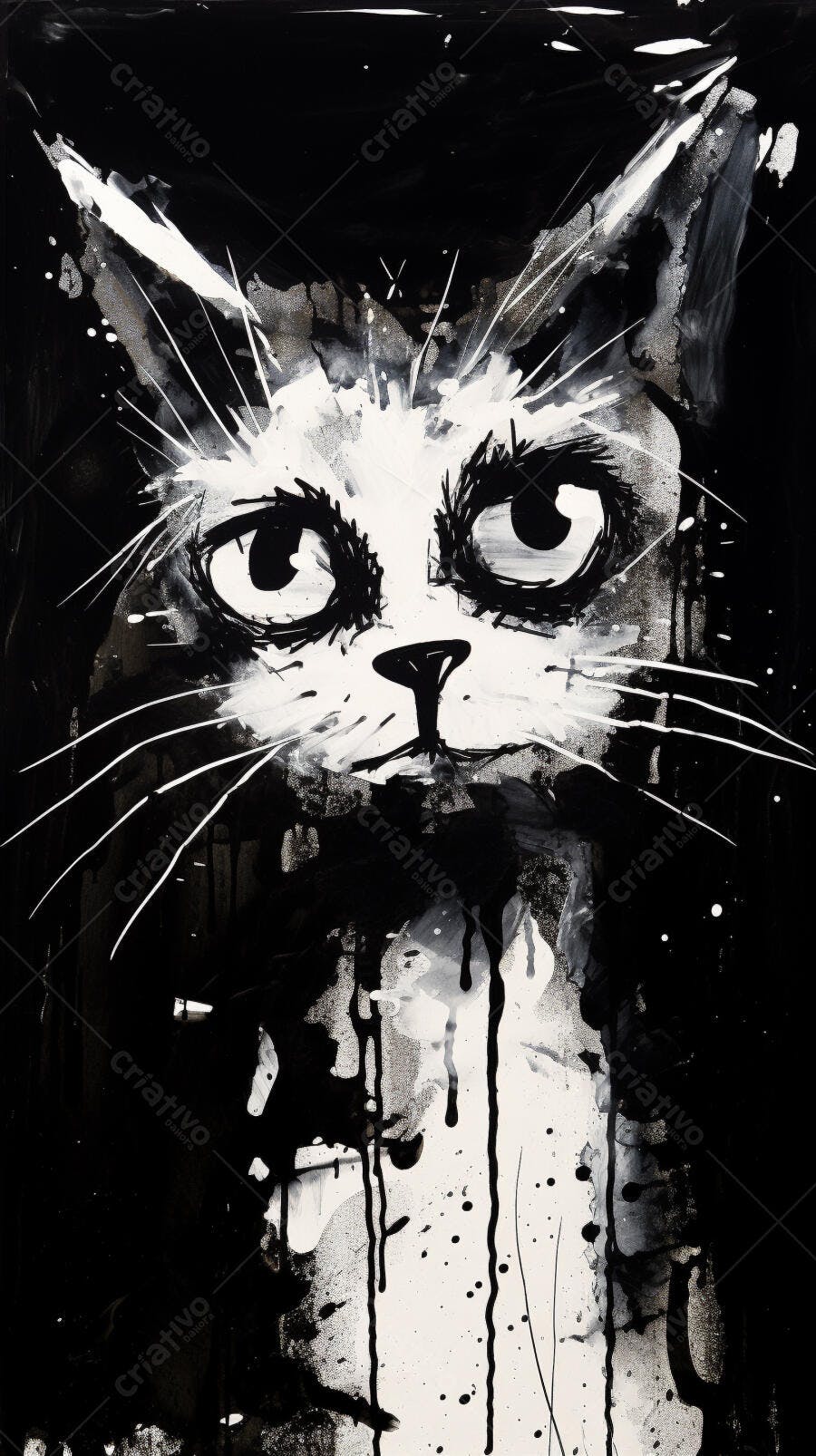 Gato estilizado em preto e branco