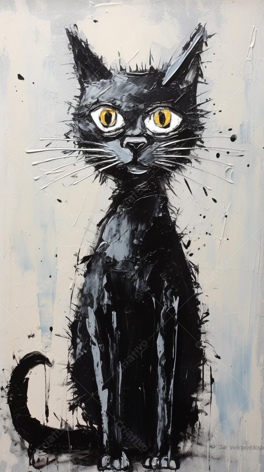 Gato Preto Pintura Abstrata