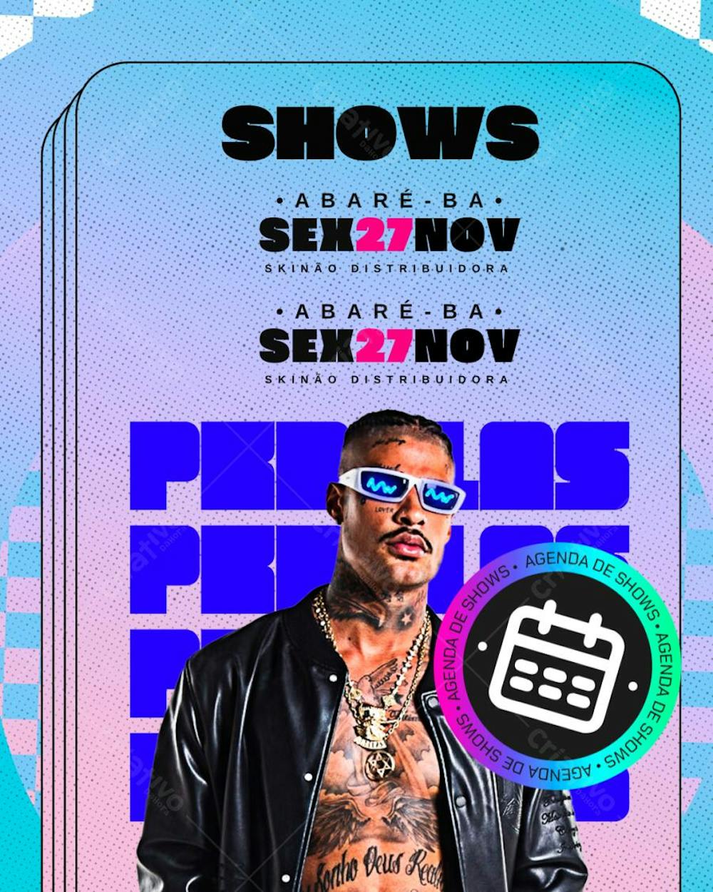 FLYER AGENDA DE SHOWS ARTISTA CANVA FEED EDITÁVEL