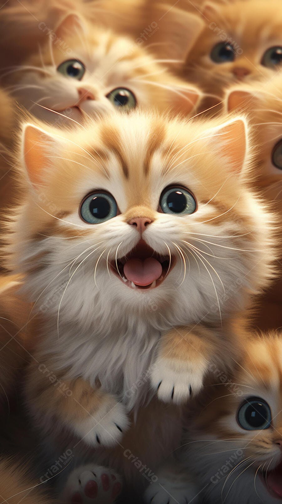 Gatinho fofo com olhos azuis sorrindo