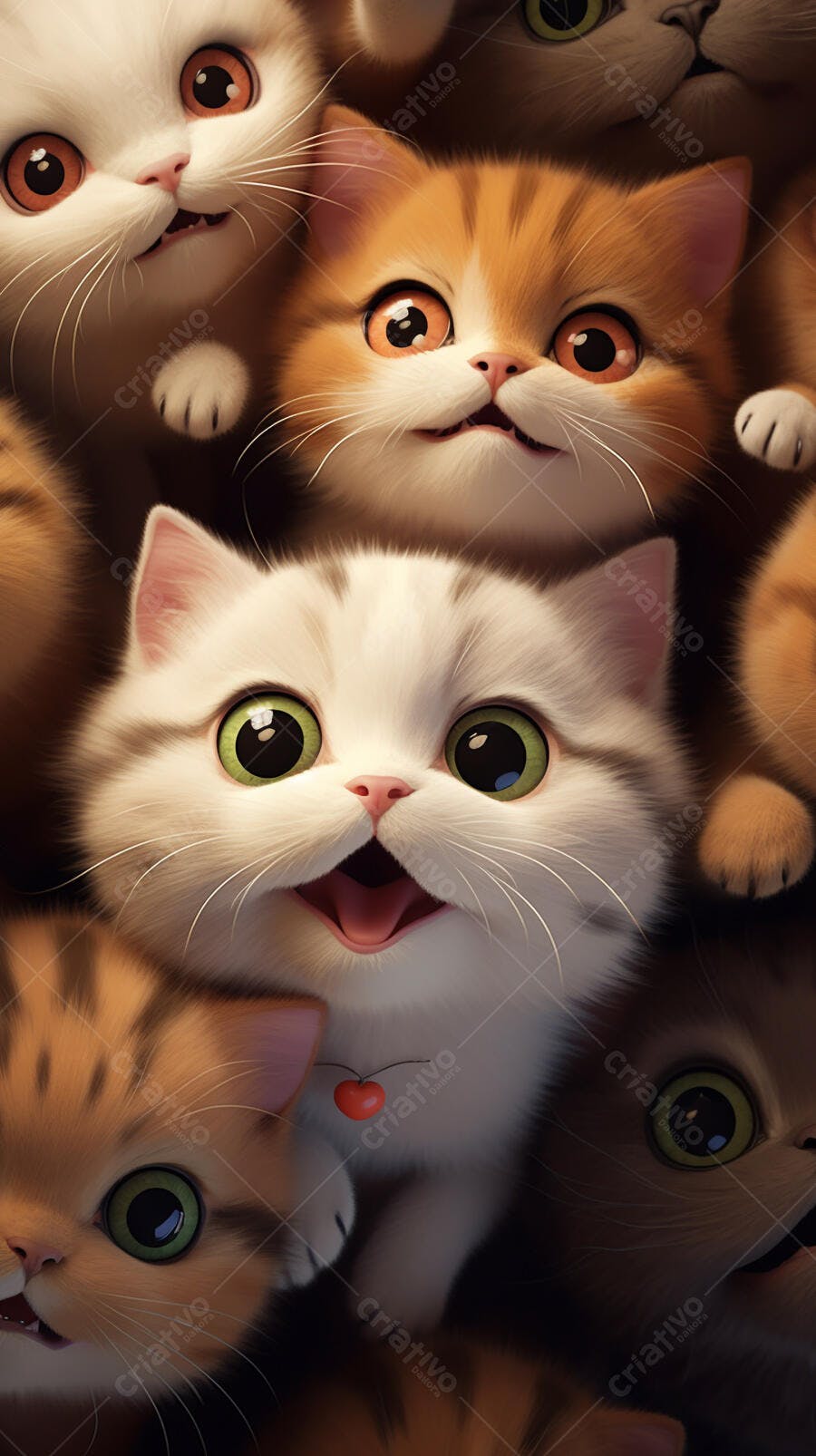 Gatinhos fofos abraçados cores quentes