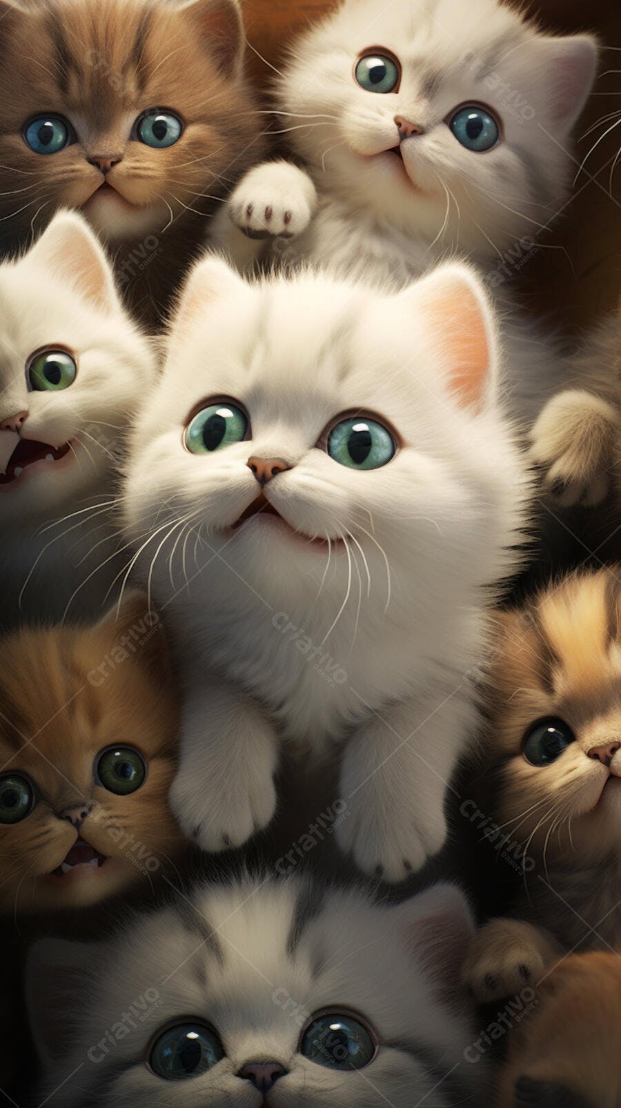Gatinhos fofos em close agrupados