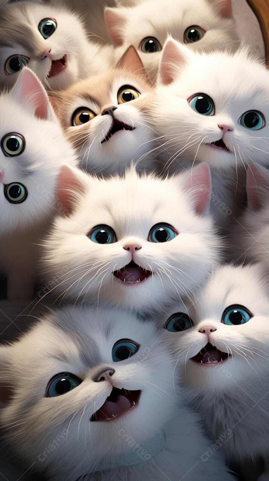 Gatinhos fofos e brancos sorrindo