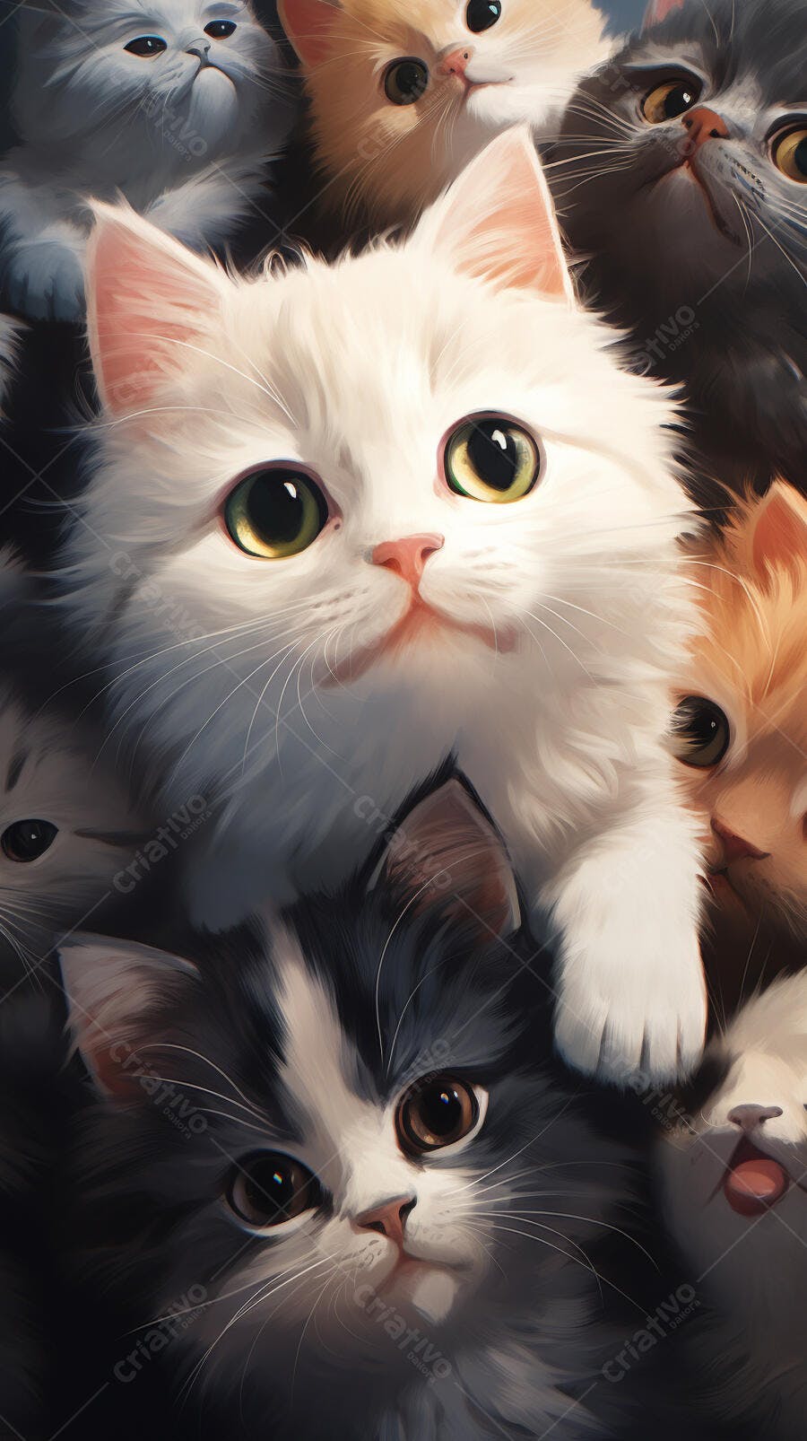 Gatinhos fofos em abraço apertado