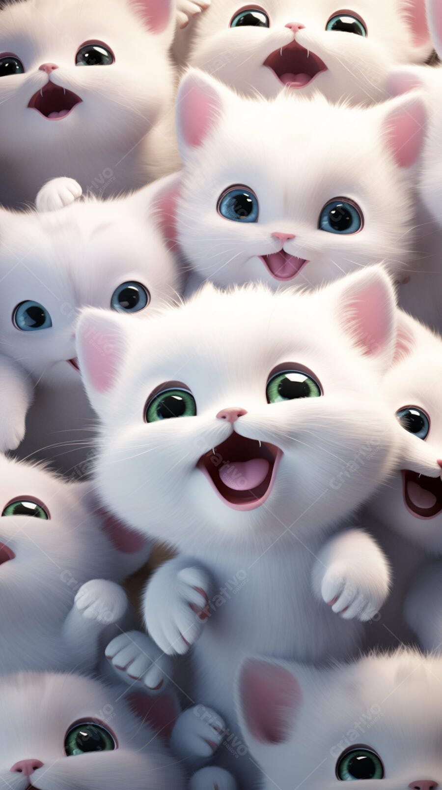 Gatinhos brancos fofos sorrindo juntos