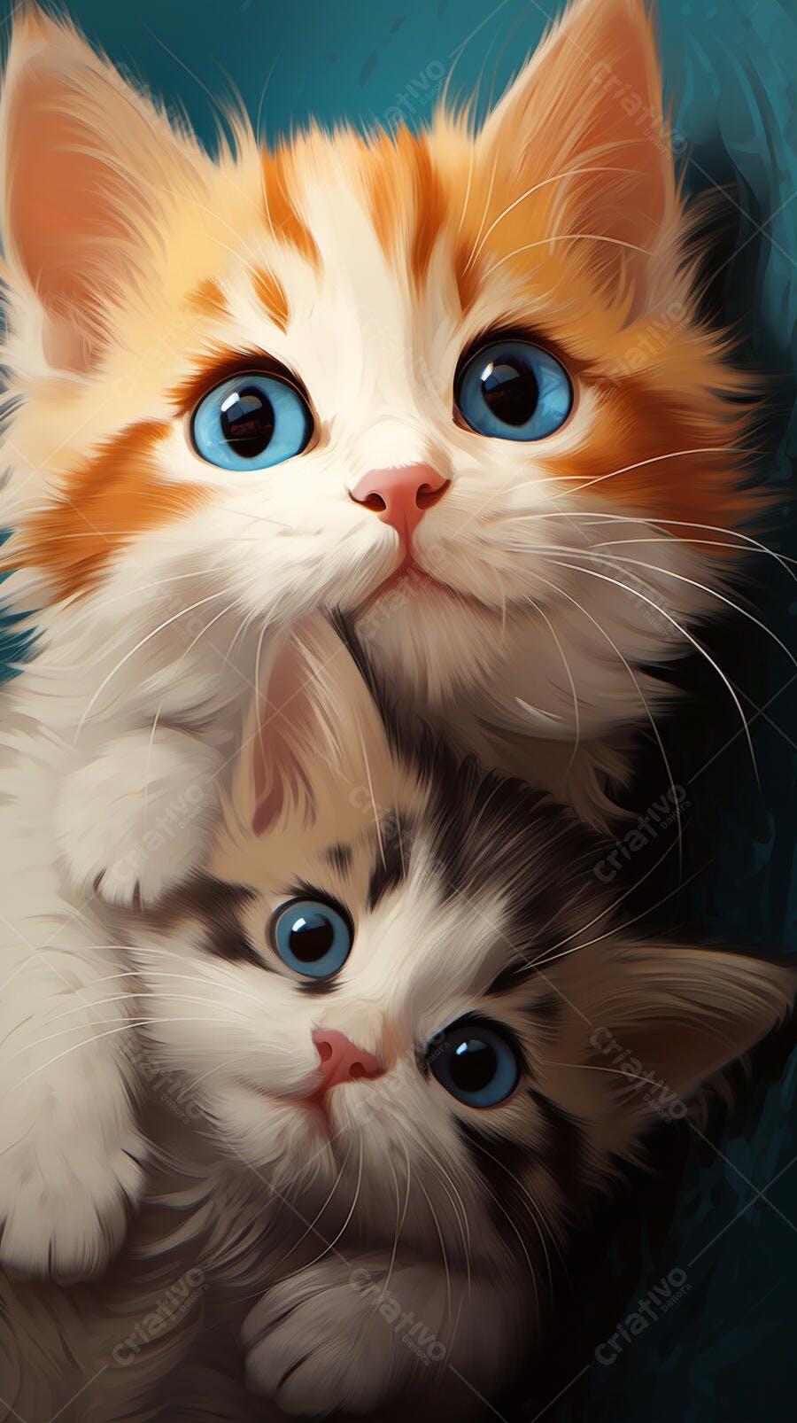 Dois gatinhos fofos com olhos azuis