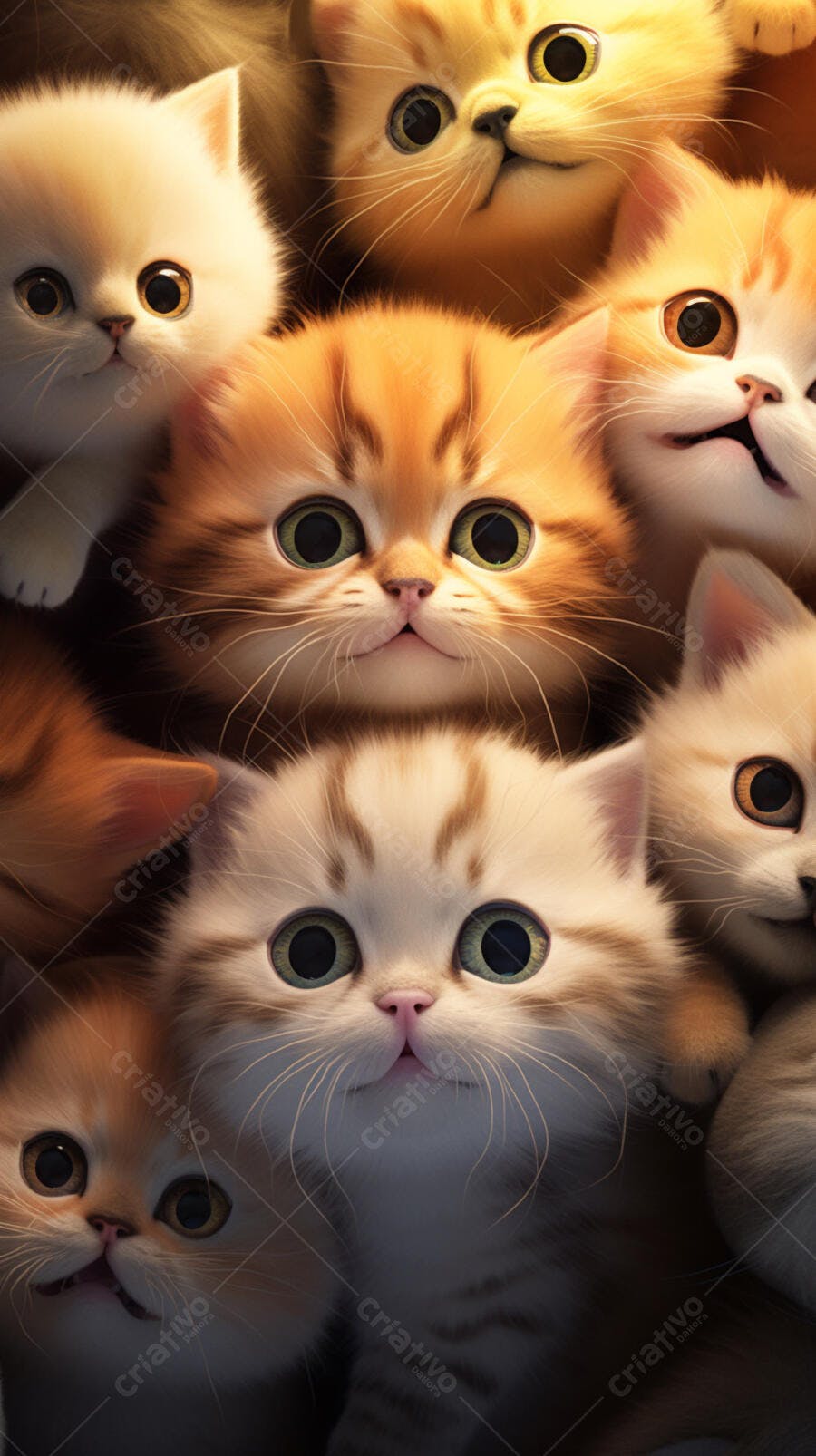 Gatinhos fofos em tons de laranja e branco
