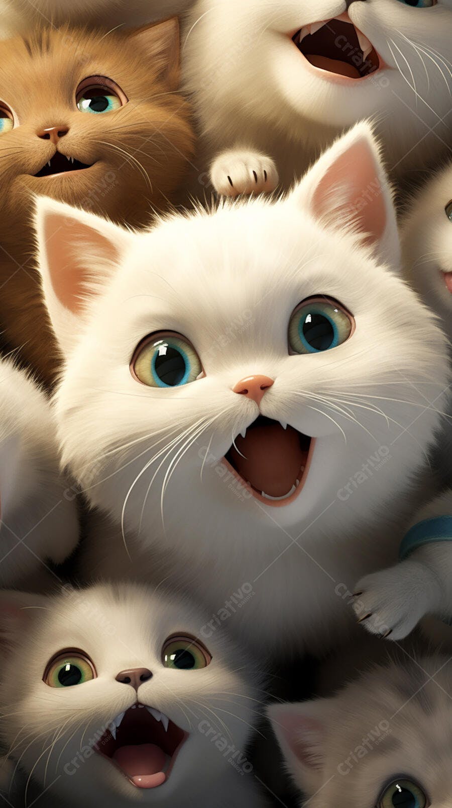 Gatinhos fofos sorrindo juntos