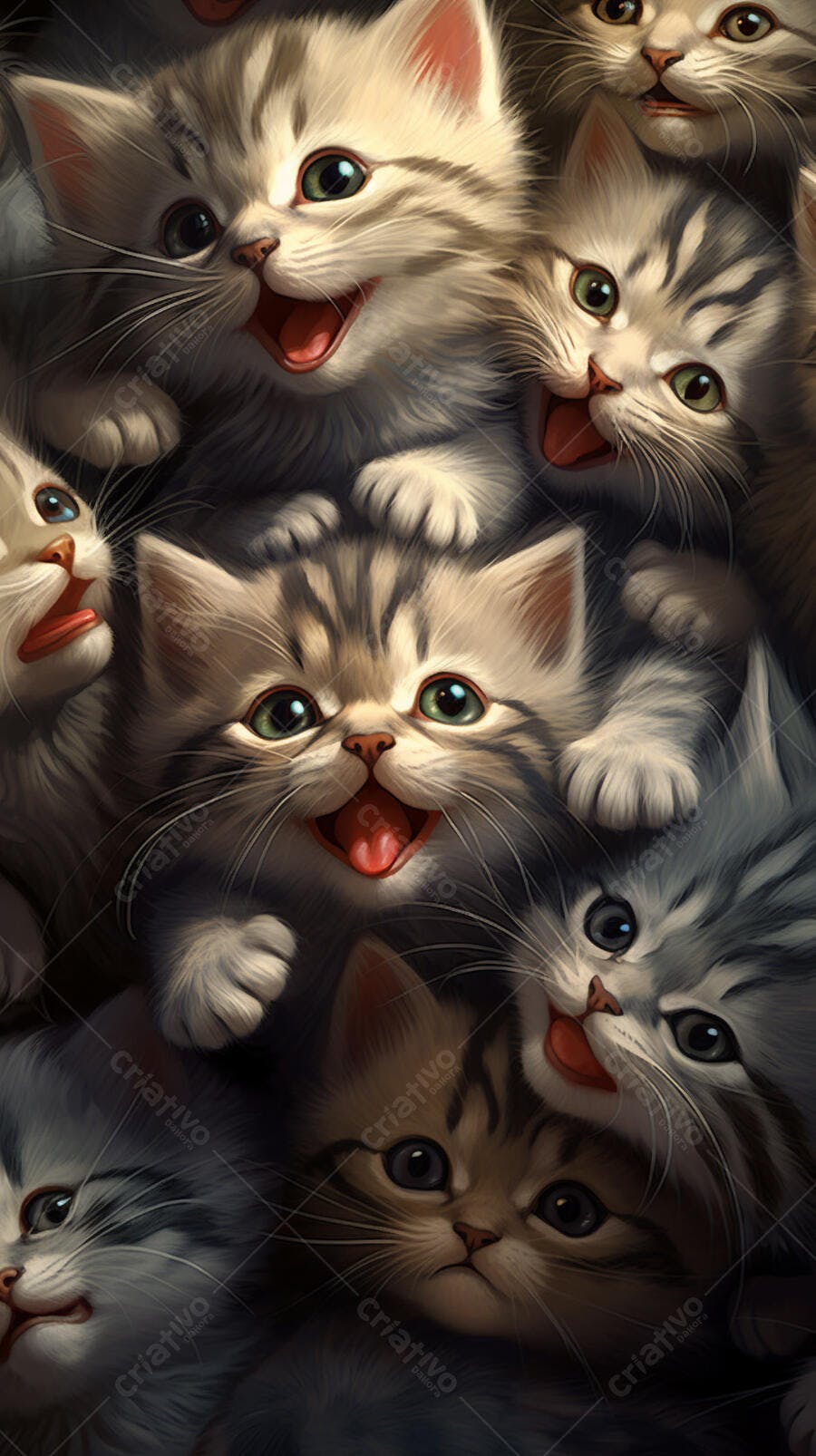 Gatinhos fofos em abraço apertado