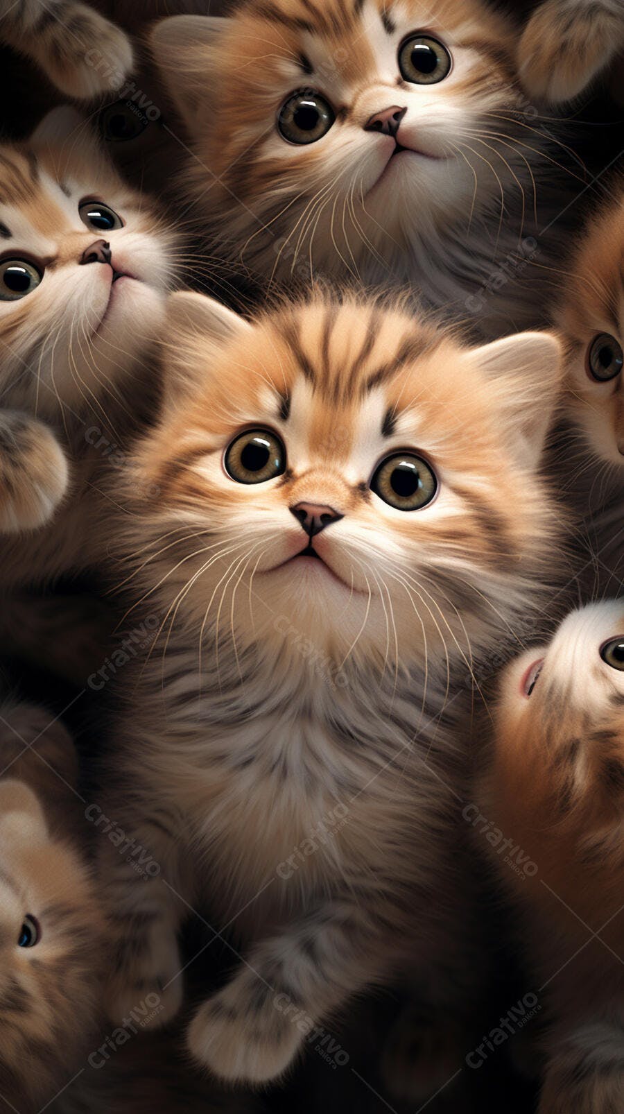 Gatinhos fofos em close marrom e creme