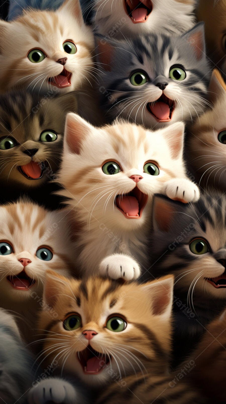 Gatinhos fofos agrupados sorrindo