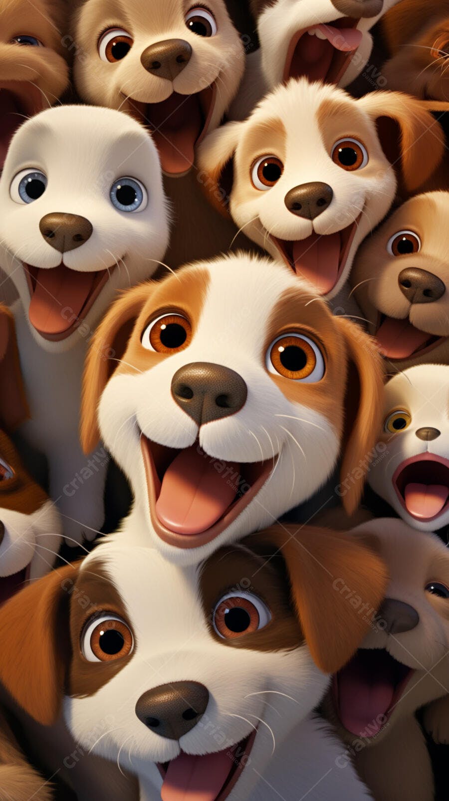 Cachorros animados sorrindo juntos