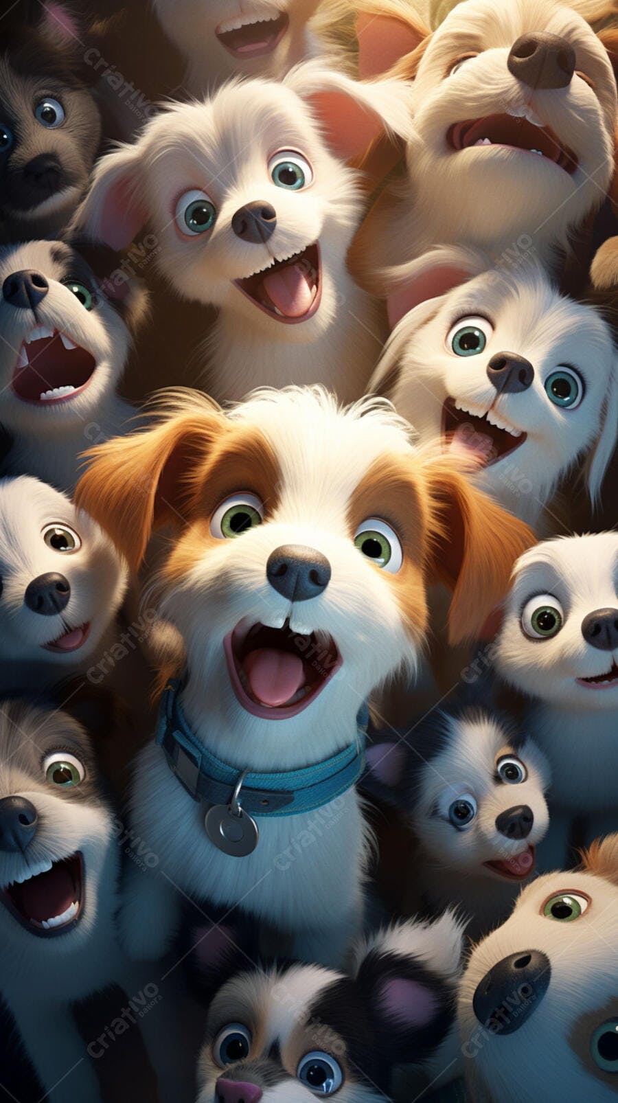 Cachorros animados felizes juntos