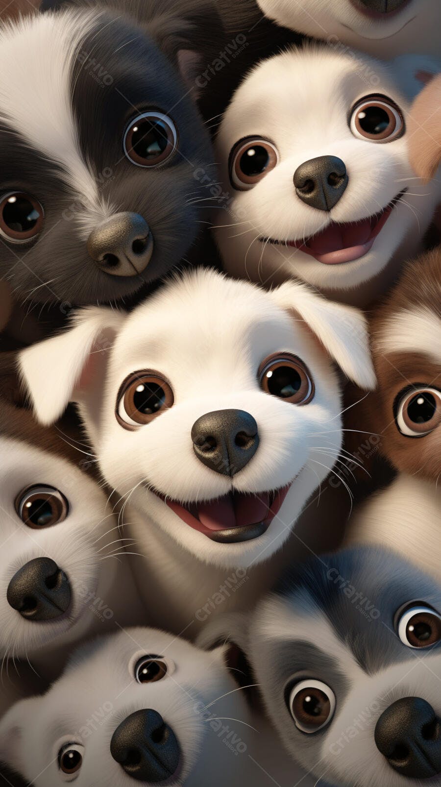 Cachorros fofos agrupados sorrindo