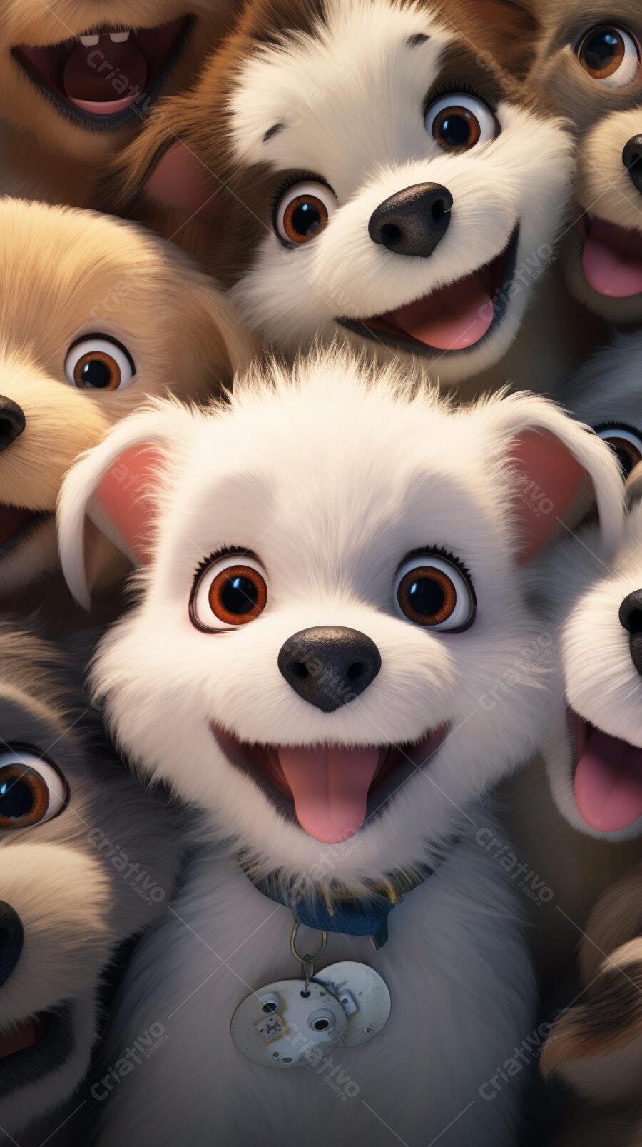 Cachorros animados sorrindo juntos