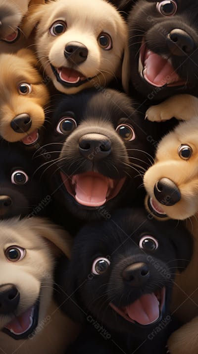 Filhotes de Cachorros Fofos - Imagem Alegre e Encantadora