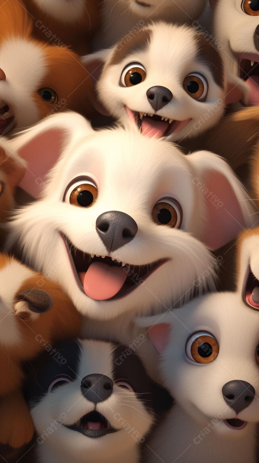 Cachorros fofos em grupo sorrindo