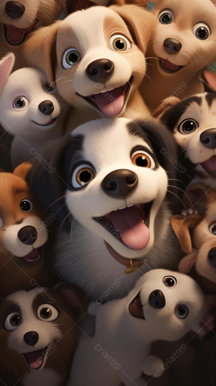 Cachorros animados sorrindo juntos