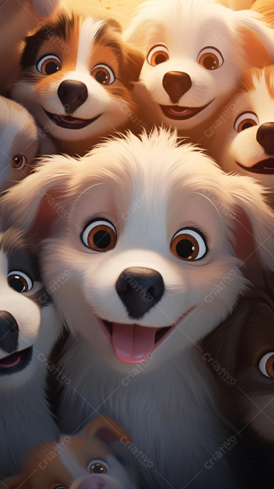Cachorros fofos abraçados em grupo