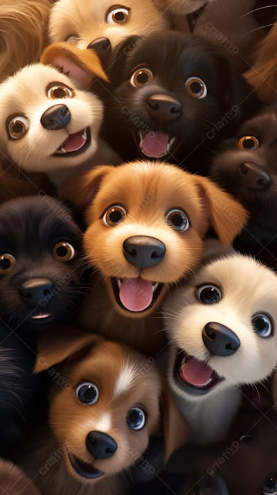 Filhotes de Cachorros Fofos - Imagem Alegre e Encantadora