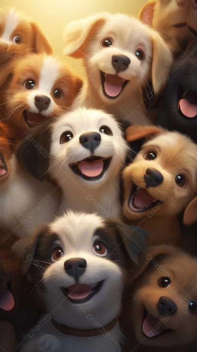 Filhotes de Cachorros Fofos - Imagem Alegre e Encantadora