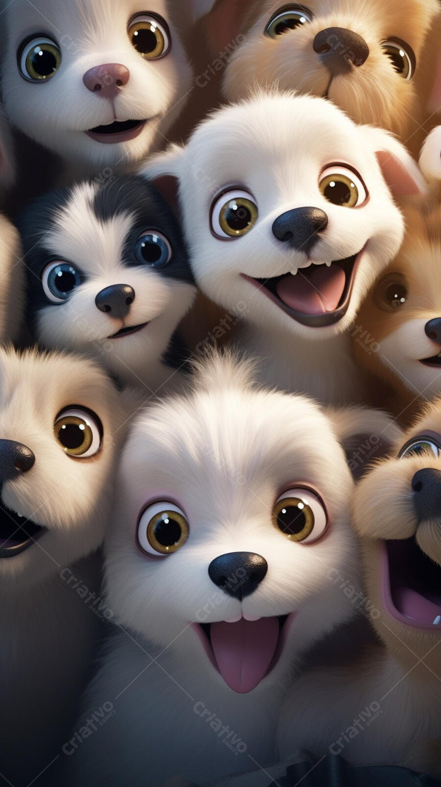 Cachorros fofos em close agrupados