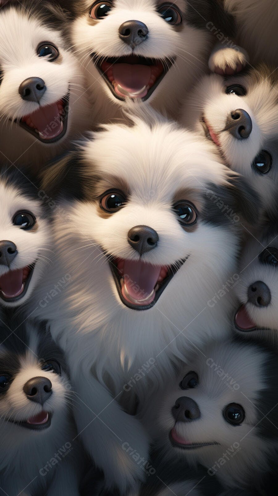 Cachorros fofos sorrindo juntos