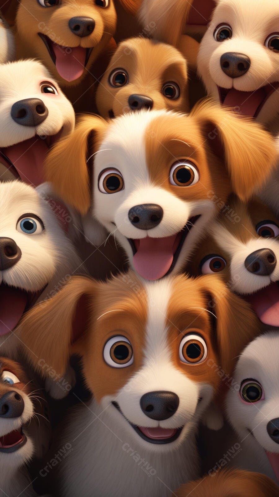 Cachorros animados sorrindo juntos