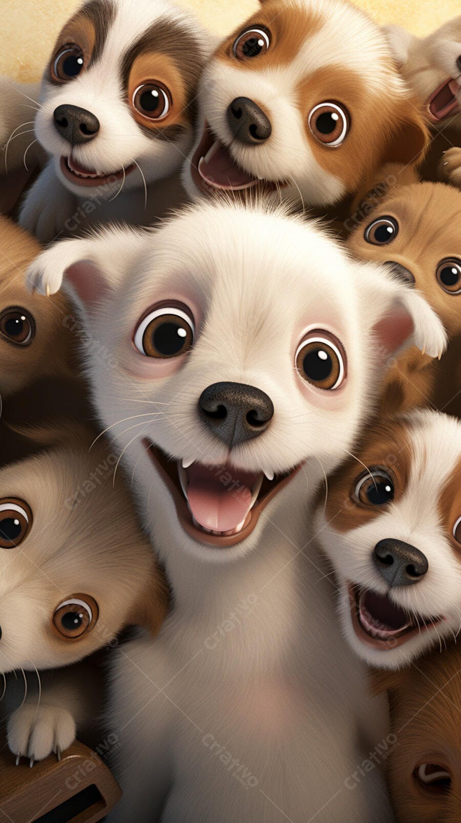 Cachorros fofos em selfie divertida