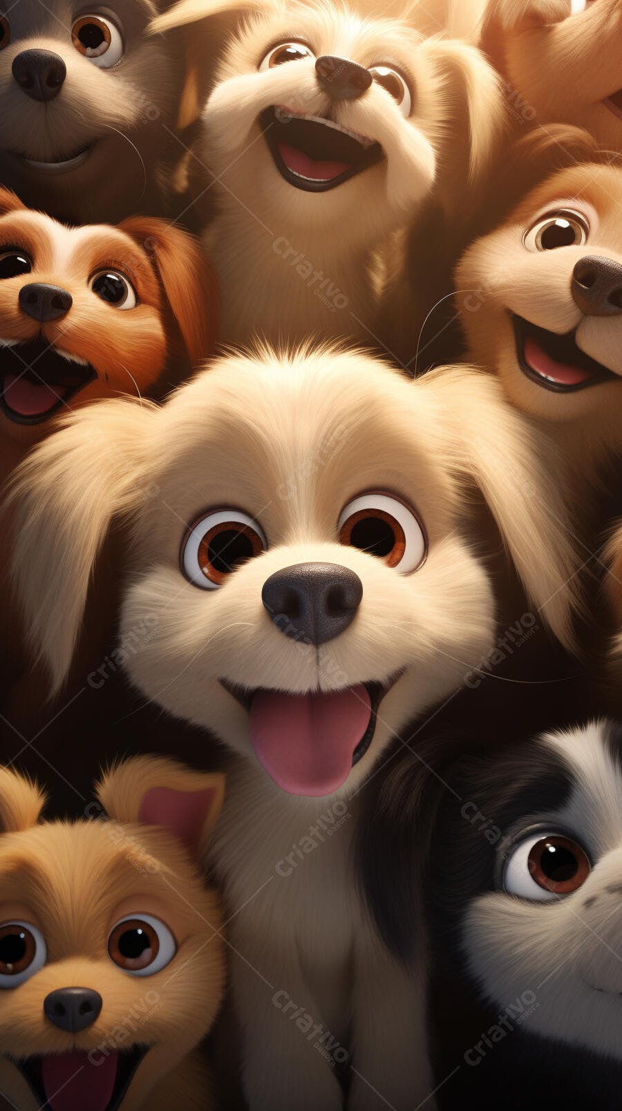 Cachorros animados sorrindo juntos