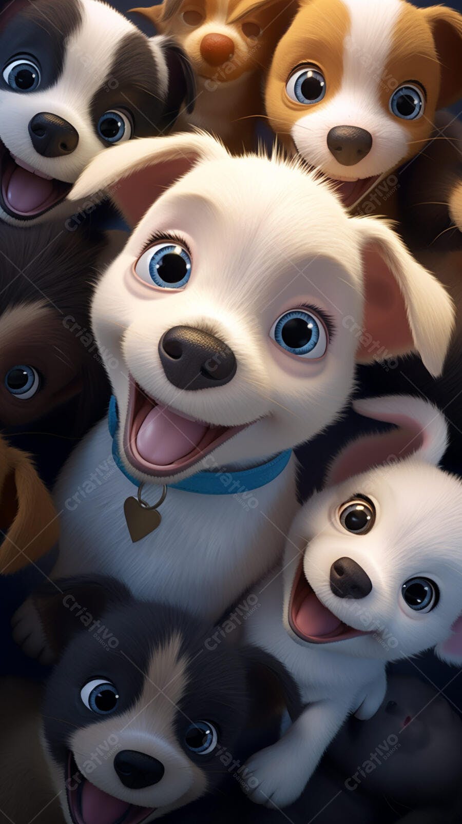 Cachorros fofos sorrindo juntos